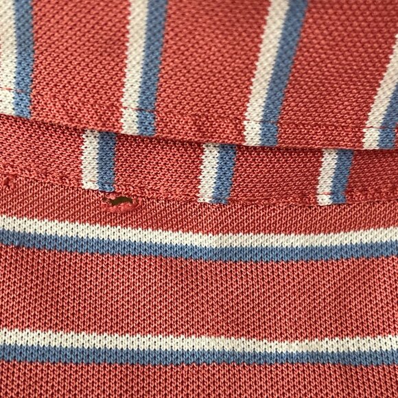 Peter Millar Men's XL Striped Shirt Blue White and Peach Embroidered Golf Logo - Picture 10 of 10